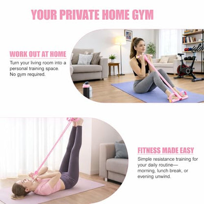 8-Tube Pedal Resistance Band with Handles, Multifunctional Pedal Resistance Band Made of Natural Rubber, Fashion Puller Exercise Equipment for Full Body Strength, Toning & Stretching - color: Pink