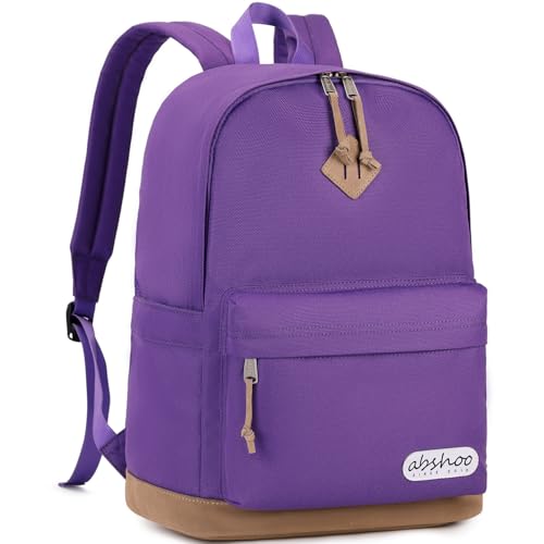abshoo Basic School Backpack For College Middle High School Water Resistant Bookbag Travel Daypack (Purple) - color: Purple