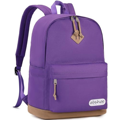 abshoo Basic School Backpack For College Middle High School Water Resistant Bookbag Travel Daypack (Purple) - color: Purple