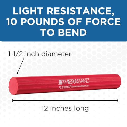THERABAND FlexBar Resistance Bar, Light, Red Flex Therapy Bar for Physical Therapy, Wrist & Forearm Exercise Equipment, Non Slip Grip, Compact Design - color: Red - Light, style: Original