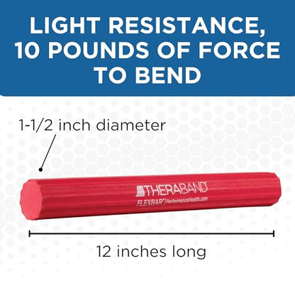THERABAND FlexBar Resistance Bar, Light, Red Flex Therapy Bar for Physical Therapy, Wrist & Forearm Exercise Equipment, Non Slip Grip, Compact Design - color: Red - Light, style: Original