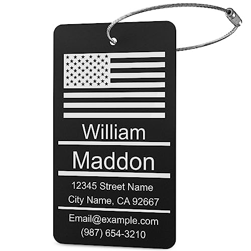 Luggage Tags for Suitcase - Black Personalized Engraved Metal Tag for Cruise Travel - Custom Name Tags Suitable for Bags and Backpacks,Vertical (2x3.5'') - color: Black, size: Vertical (2x3.5")