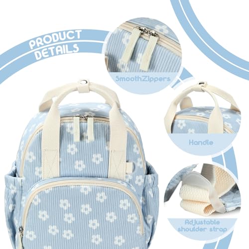 Bluboon Toddler Backpack for Girls Boys 2-4 Cute 12" Preschool Kindergarten Backpacks Kids Daycare Bags School Travel (White Flower-Blue, Age 2-4 (12" H not Fit A4 Folder)) - color: White Flower-blue, size: Age 2-4 (12" H not Fit A4 Folder)
