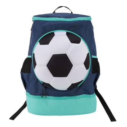 Soccer Backpack with Ball Compartment, Shoe Compartment, Football Bag with Shoe Compartment, Water Resistant, Men & Women, Basketball Bag, for - color: Green with Blue, size: Adult Size (Fits Size 7 Ball)
