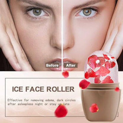 XHJRI Ice Face Roller Massager,Ice Cube Roller for Face, Eyes and Neck Naturally Conditioning and Skin Care,De-Puff Eye Bags,Reduce Migraine Pain,Reusable Massage Silicone Ice Mold (New Coffee) - color: New Coffee