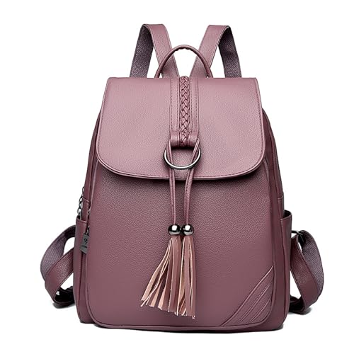 Women's Travel Backpack Leather Tassel Backpack Adjustable Shoulder Straps Casual Daypack Durable Bag Work Commute (Purple) - color: Purple