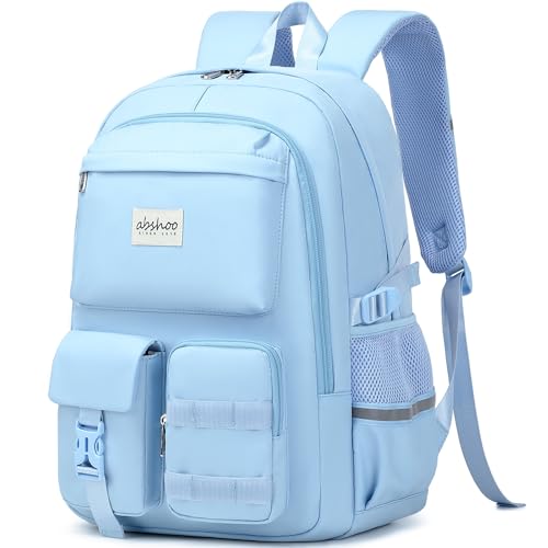 abshoo Big Student Laptop Backpack For College Women Middle High School Teen Girls Bookbag Travel Daypack (Light Blue) - color: Light Blue