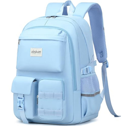 abshoo Big Student Laptop Backpack For College Women Middle High School Teen Girls Bookbag Travel Daypack (Light Blue) - color: Light Blue