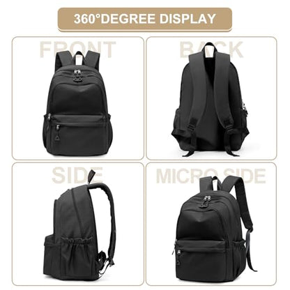 Casual Laptop Backpack for Women Men College Bookbag Waterproof Lightweight School Bag 15.6inch Laptop Daypack Large Capacity School Backpack for Teens Boys Girls, Black - color: Black a