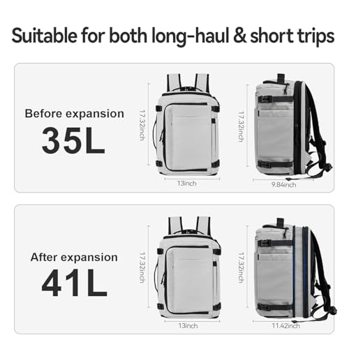 Carry On Travel Backpack with Shoe Compartment Flight Approved Laptop Backpack Expandable Work Business Backpack for Women Men Casual Daypack, Light Gray - color: Light Gray, style: A
