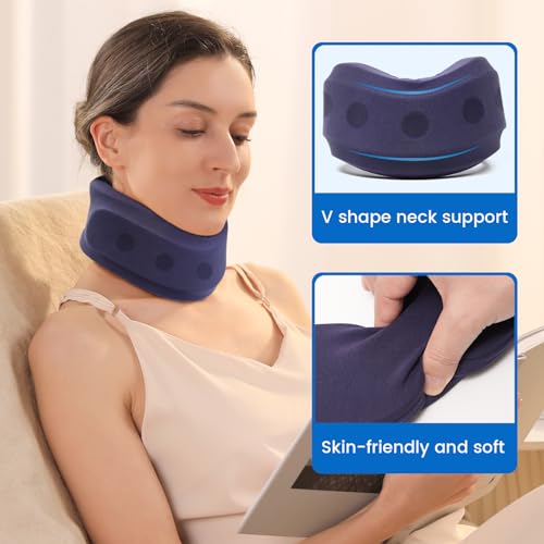 Velpeau Neck Brace for Neck Pain and Support - Soft Cervical Collar for Sleeping, Snoozing, Sleeping Upright, Anti-Snoring, Sleep Apnea for Women & Men (Blue, Enhanced Version, M: 11.5-14"/3″) - size: Medium (Pack of 1), style: Enhanced Version-Blue