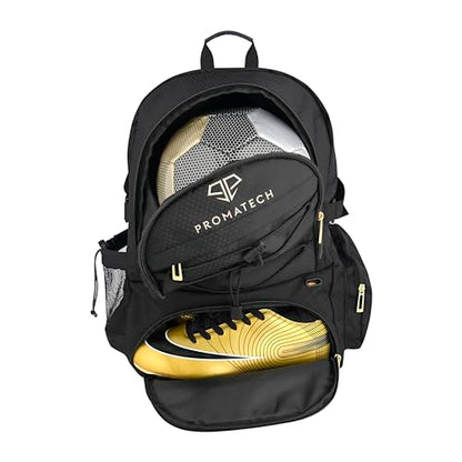 Sports Backpack, All-in-One Design for Size 5 Soccer Ball or Size 7 Basketball, Laptop-Ready, Cleat Storage, Hydration System, Quick Access Zipper - Ideal for Gym and Sports