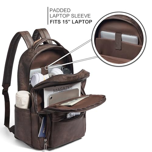 LATMAP Backpack Purse for Women Men Faux Leather Backpack, Travel Work Laptop Back Pack Teacher Bookbag fits 15.6" Laptop, Coffee - color: Style2-coffee