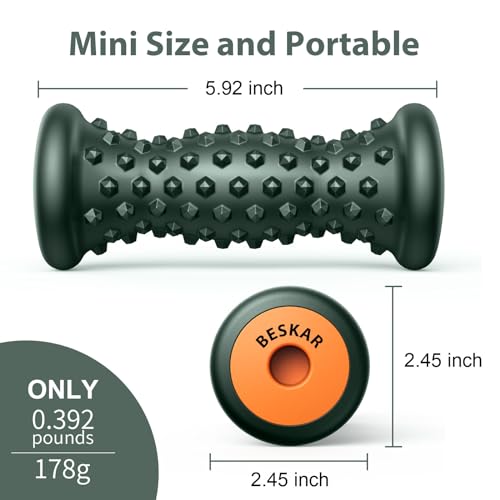 BESKAR Foot Massage Roller for Relief Plantar Fasciitis, Foot Reflexology Tool Pressure Point Massage Roller, Deep Tissue Massage for Relieving Feet Arch Heel Pain, Myofascial Pain Syndrome - color: Blackish Green
