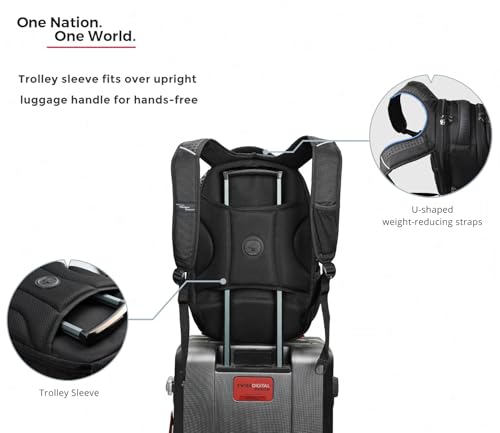Swissdigital Design Men's Laptop Backpack for College and Business Travel with Integrated USB Charging Port and RFID Protection Fits Laptops up to 15.6 in, Black | J14-BR - color: Black