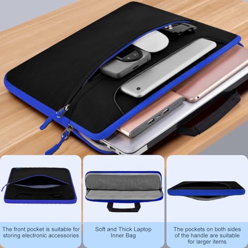 Hseok Laptop Shoulder Bag 15.6-16 inch Case,Water-Resistant Shockproof Computer Handbag with Small Case Compatible with MacBook Pro/Neo 16",Mac Air 15 M5, XPS 15/16 and most 15.6-16 PC,Black-blue - color: Black-blue, size: 15.6-16"