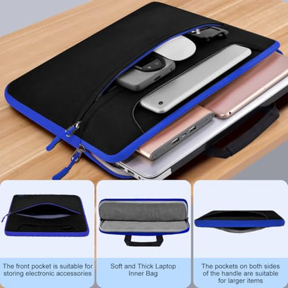 Hseok Laptop Shoulder Bag 15.6-16 inch Case,Water-Resistant Shockproof Computer Handbag with Small Case Compatible with MacBook Pro/Neo 16",Mac Air 15 M5, XPS 15/16 and most 15.6-16 PC,Black-blue - color: Black-blue, size: 15.6-16"