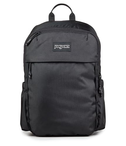 JanSport Venture Daypack – Travel Pack With Large Main Compartment, Padded Laptop Sleeve, Dual Water Bottle Pockets, and Attachment Buckles, Black - color: Black, style: Venture Daypack