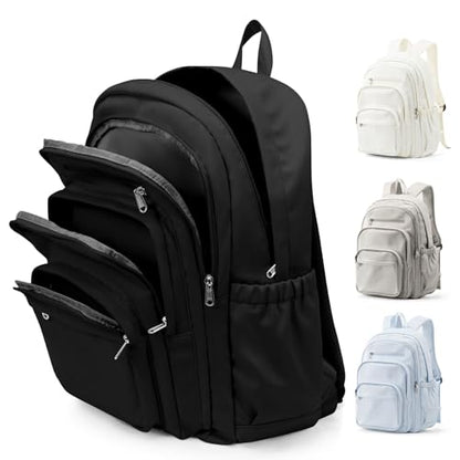 weradar Black School Backpack For Women Men, Lightweight Casual Daypack College Backpack, Aesthetic Students Bookbag, Backpack With Lots Of Pockets,Cute High School Bag For Boys Girls - color: Black