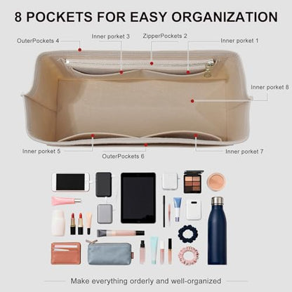 Purse Organizer Insert Compatible with Longchamp Le Pliage Energy L Backpack, Beige/LB - color: Beige, size: L Backpack