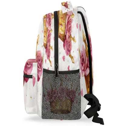 Gold Crown Laptop Backpack for Women 17 inch Backpacks Lightweight Computer Bag Rucksack Casual Daypack Work Travel - color: Multicolor-5