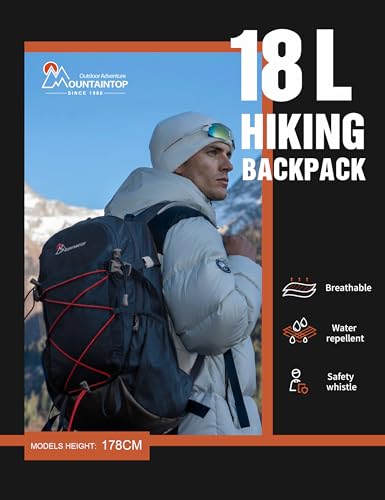 MOUNTAINTOP 18L Hiking Daypack, Lightweight Outdoor Backpack with Hydration - color: Blue