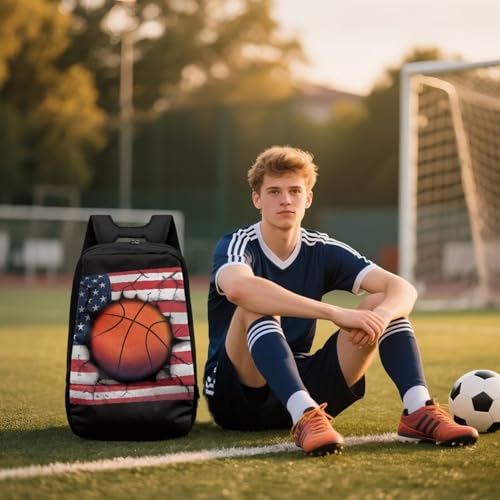 Basketball Backpack With Separate Ball Compartment And Shoes Fit Basketball Volleyball Football - color: American Basketball
