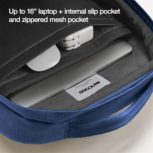 Incase Crosstown Backpack – 20L Everyday Laptop Backpack for Work, Travel – 16" Faux Fur MacBook Sleeve, External Front Pocket, Water Bottle Pockets, Travel Pass Through - Navy - color: Navy