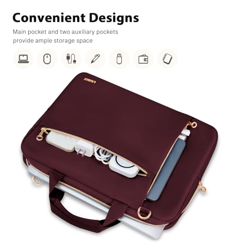 Laptop Case Bag Women Men Computer Sleeve Compatible with MacBook/Dell/HP/Acer/ASUS/LG, Waterproof Shoulder Carrying Briefcase, Red, 15.6-16 Inch - color: Wine Red, size: 15.6 inch