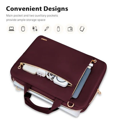 Laptop Case Bag Women Men Computer Sleeve Compatible with MacBook/Dell/HP/Acer/ASUS/LG, Waterproof Shoulder Carrying Briefcase, Red, 15.6-16 Inch - color: Wine Red, size: 15.6 inch