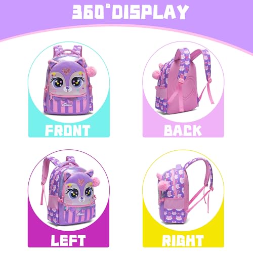 Backpacks for Girls School Bag Cute Girls Backpacks Ages 8-10 Kids Bookbag Set Travel Backpack for Preschool Kindergarten Elementary Students Backpack to School Supplies - color: 01 Purple