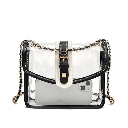 NEOREAL Direct 2 in 1 Clear Purse for Concert Sport, Stadium Approved Clear Crossbody Bag Handbag for Women - color: Black