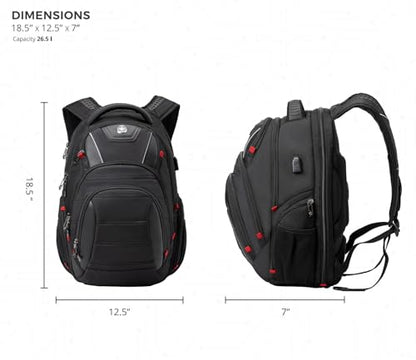 Swissdigital Design Travel Backpack for Men with Finder（color random）, TSA Friendly USB Charging RFID Protection Business Backpack Fits 15.6" Laptops Black | J14BT013-BR - color: Black/Finder