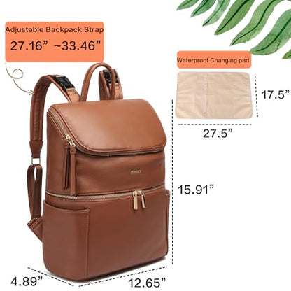 Leather Diaper Bag Backpack for Boy Girl Twins, Toddler Diaper Bag with Multiple Pockets, Cooler Compartment - color: Zeal Brown