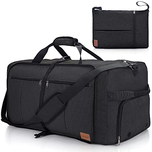 80L EXTRA LARGE Duffle Bag for Travel, 26" Foldable Travel Duffel Bag with Shoe Compartment for Men Women, Waterproof & Tear Resistant (Black, EXTRA LARGE, 80L) - color: Black, size: 80L