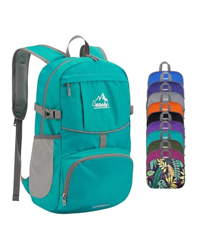 WATERFLY Hiking Packable Daypack Backpack: 25L Ultra Lightweight Day Pack for Women Men - Small Compact Folding Back Pack for Outdoor Sport Cycling Camping Travel Trip - Turquoise - color: B-turquoise, size: 25L