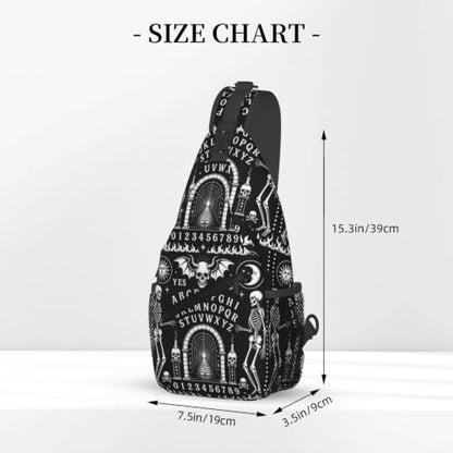 Sling Backpack Unisex Crossbody Chest Bag Shoulder Chest Bag For Women Men Hiking Travel - color: Ouija Board With Skeletons