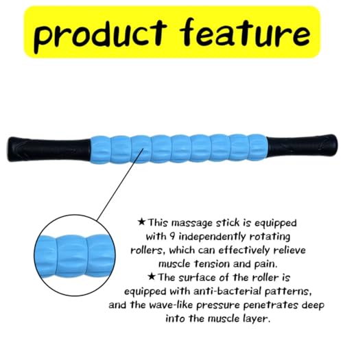 Muscle Roller Stick - A Full-Body Massage Roller that Can Relieve Muscle Soreness, Cramps and Tension After Exercise. It is a Handheld Physical Therapy and Recovery Tool（Black and Blue） - color: Blue