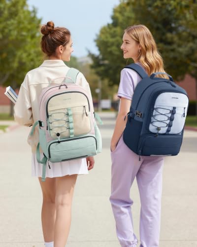 LOVEVOOK School Backpack for Teen Girls, Unique Style College Student Backpacks with Large Cup Holder, Cute Kid Bookbag with Pens Compartment, Large Capacity Back to School Backpack Fit 15.6'' Laptop - color: Navy Blue, size: Medium
