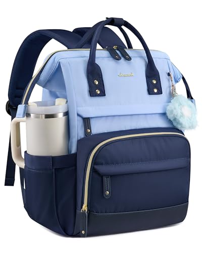 LOVEVOOK Laptop Backpack for Women, 15.6 Inch Work Business Backpacks Purse With Large Capacity, Waterproof Nurse Bag College Bookbag for School, Waterproof Casual Daypack for Travel - color: Dark-blue-sky, size: 15.6 INCH