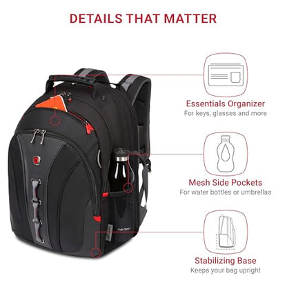 Wenger Legacy 16 inch Laptop Backpack, Men's and Women's Laptop Bag, Black/Gray, One Size - style: Wenger Legacy 16 Inch Laptop Backpack