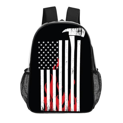 Rucksack Polyester Anti-Theft Multipurpose American Thin Red Line Flag Firefighter Black Pattern Carry On Bag Large Capacity Travel and Sport Backpack Rucksack With Smooth Zippers - color: Pattern 205