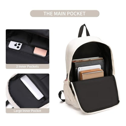 GAEKEAO Classical Basic Travel Backpack for Women Men,Casual Lightweight Bookbag Cute Daypack for College Work Everyday Beige - color: B02 Beige