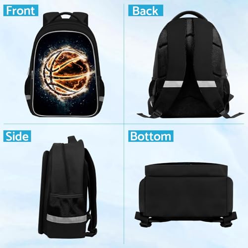 TILYTADLY School Backpack for Boys - Basketball Boys Backpack for Kids Children Teens Elementary Middle School - Students Bag for Ages 6-18,17″Bookbag Multifunctional Large Capacity - color: Basketball-05-backpack Only