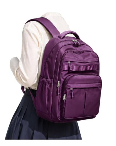 BJLFS Purple Backpack for School Women Girls, Waterproof Bookbag Cute High School Backpack for Men Teen Boys, Lightweight Travel College Backpack Mochilas Escolares para Casual Daypack Rucksack - color: A2-purple