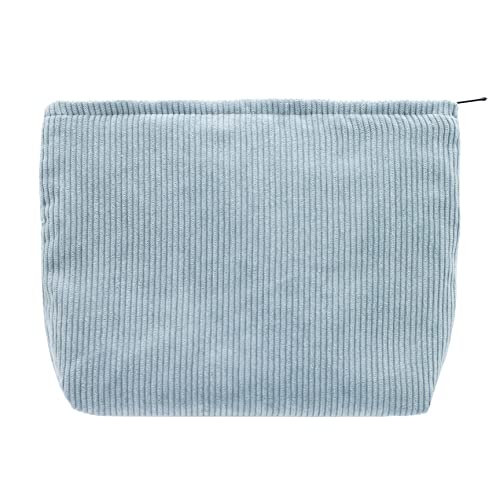 PAZIMIIK Makeup Bag Large Zipper Corduroy Make Up Pouch for Purse Travel Canvas Cosmetic Organizer for Women Brush Storage,Blue - color: Corduroy Blue