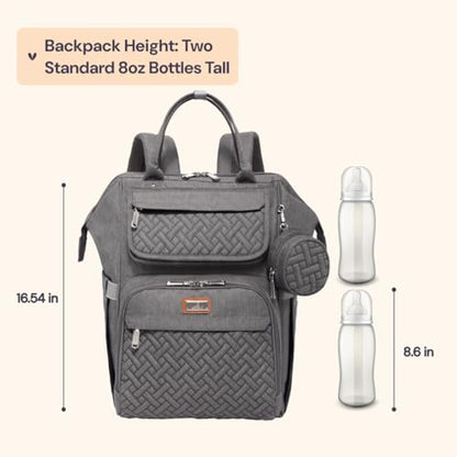BabbleRoo Diaper Bag Backpack, Multifunction Large Bags with Changing Pad & Stroller Straps & Pacifier Case, Unisex Stylish Travel Back Pack Nappy Changing Bag for Moms Dads (Dark Gray) - color: Dark Gray