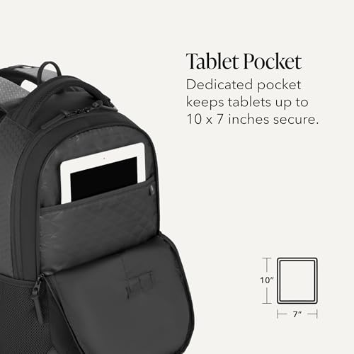 SWISSGEAR Cecil Laptop Backpack, Fits Most 16-Inch Laptops, Three-Compartment Design, Airflow Back Panel, Black, 27.3L, 18-Inch - color: Black Hex