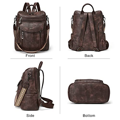 Shrrie Backpack Purse for Women Fashion Leather Backpack Purse Designer Travel Backpack Convertible Shoulder Bag with Wristlet for Work College - color: 1-3 Two-toned Coffee A1