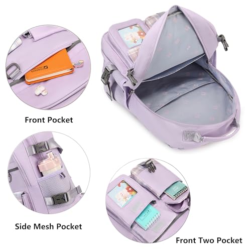 Backpack for Girls, 15.6 Inch Laptop School Bag Kids Kindergarten Elementary College Backpacks Large Bookbags for Teen Girl Women Students Casual Travel Daypacks (Purple) - color: Purple
